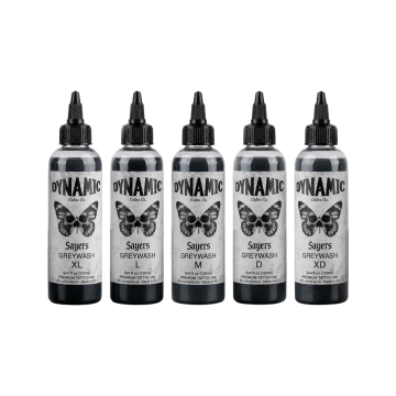 Dynamiskt tatueringsbläck - Platinum - Sayers uppsättning Greywash 5x 120 ml