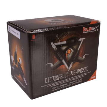 Låda med 25st Blandade Killer Ink Engångsgrepp / Tipp 19mm Tuber Färdigpackade med Bug Pin 0.25MM Nålar