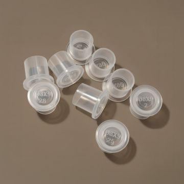 Påse med 1000 st Organink bläckkoppar för tatuering utan spill i återvunnen plast - Transparent