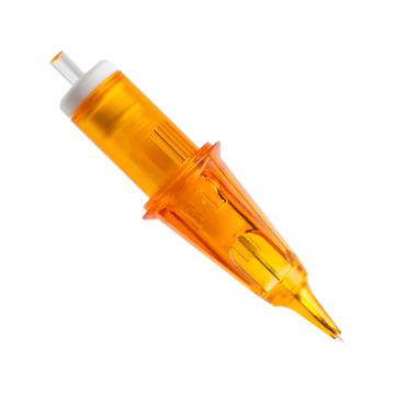 Kartong med 20 Peak Triton nålpatroner 0,25 mm - Bugpin Round Liner lång kon (5,5 mm)