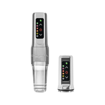 Microbeau Flux Mini tatueringsmaskin med ytterligare Powerbolt Mini - Silver