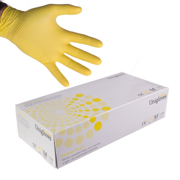 Låda med 100st Uniglove Yellow Pearl Nitrilhandskar