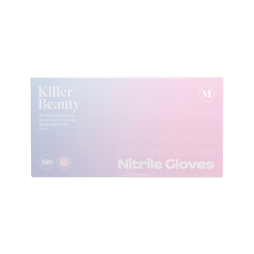 Förpackning med 100 st Killer Beauty Rosa nitrilhandskar - Låda med 10