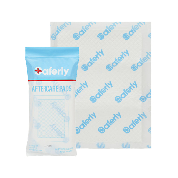 Förpackning med  10 Saferly Aftercare Pads