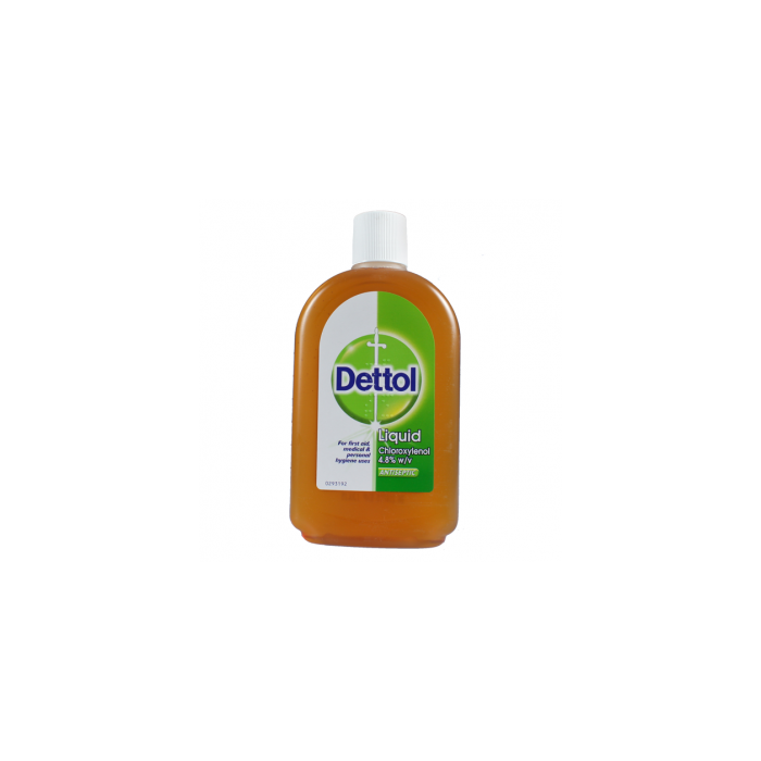 500ml bottle of Dettol disinfectant liquid with white cap and green label