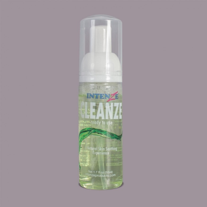 Intenze Ink Cleanze 50ml clear cleansing foam bottle for skin care.