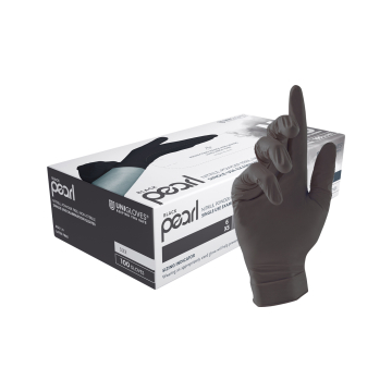 Ram med 100 Unigloves Black Pearl Nitril handskar