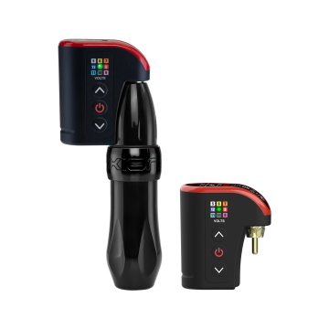 FK Irons Spektra Xion rotary maskin - Stealth (svart/svart) & Darklab: Lightning Bolt Wireless RCA Battery Pack - dubbelpaket