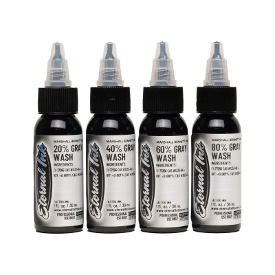 Eternal Inks och Marshall Bennetts sats Gray Wash – 4x 30 ml