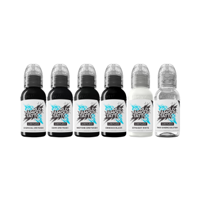 World Famous Limitless Tattoo Ink - mörka sats - 6 x 30 ml