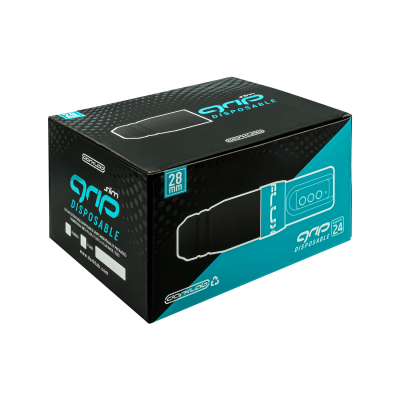 Förpackning med 24 FK Irons Black Flux S engångsgrepp i gummi (Slimmad)