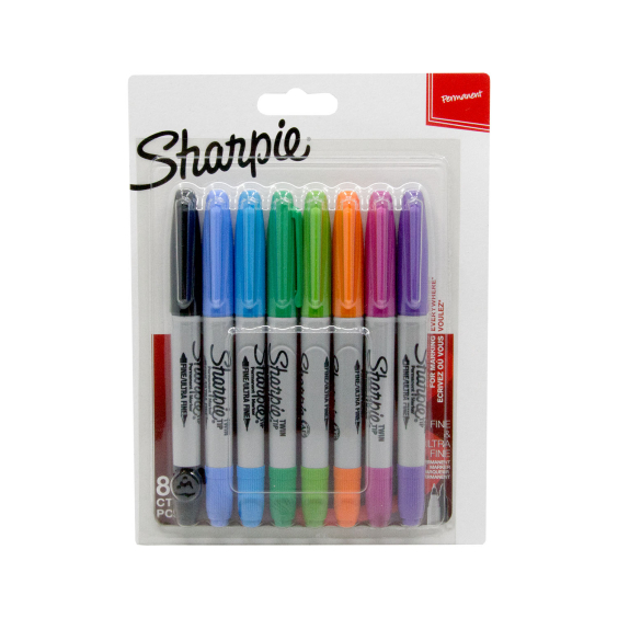 Låda med 8 Sharpie Twintip Fine och Ultra Fine Point Assorted Markers