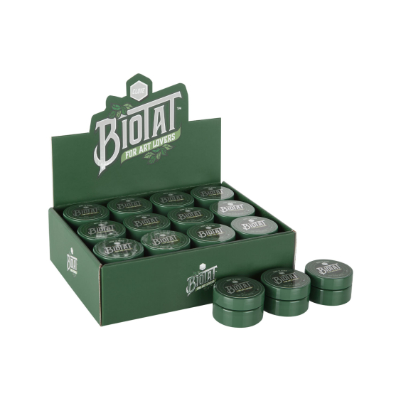 Låda med 24 BIOTAT Clove mjukt tatueringssmör 25 ml studiodisplay