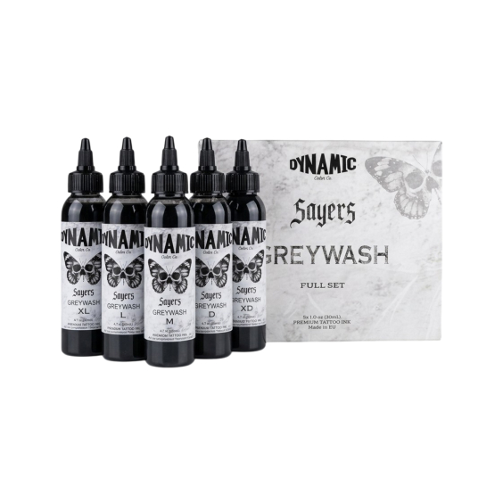 Dynamiskt tatueringsbläck - Platinum - Sayers uppsättning Greywash 5x 120 ml