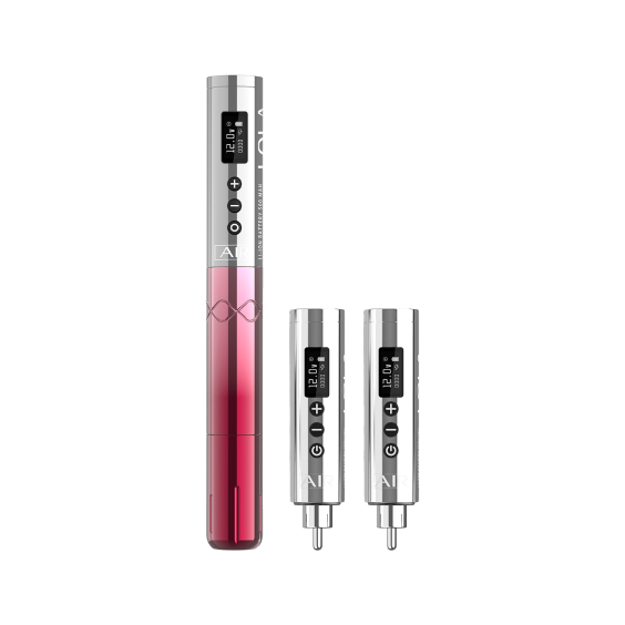 EZ Lola Air trådlös PMU-maskin med två extra batterier - silver och rosa toning
