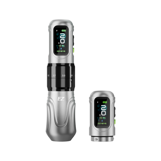 EZ P6 Trådlös tatueringspenna med extra batteri - Silver Gradient