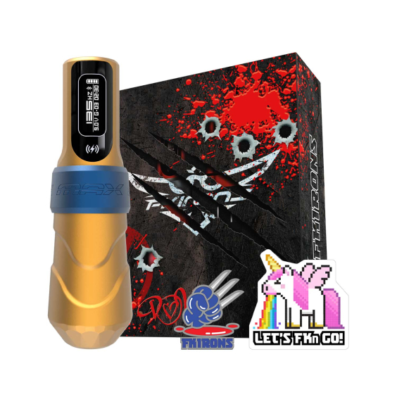 FK Irons Flux Max med 2x PowerBolt II - 4.0 mm slaglängd - Logan (Gult/mattblått)